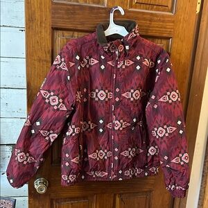 Ariat Kids Puffer Jacket in Red with Geometric Patterns